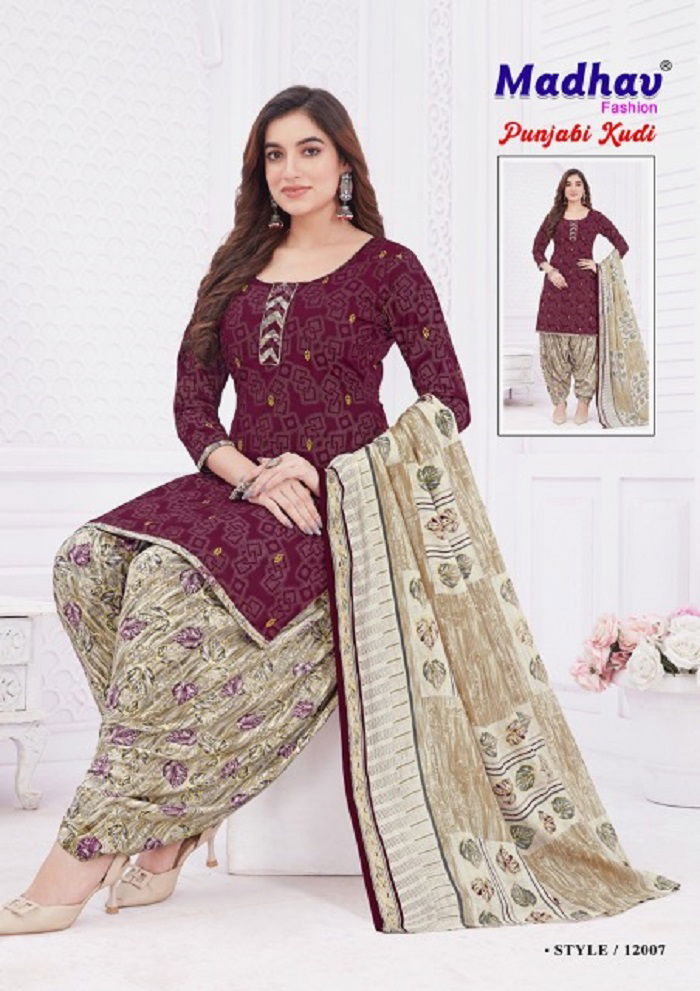 Punjabi Kudi Vol 12 By Madhav 12001 To 12010 Cotton Dress Material Suppliers in India